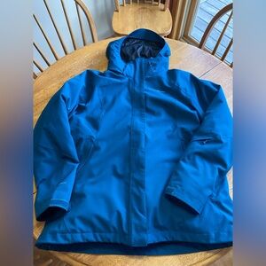 Eddie Bauer women’s Powder Search 3-1 waterproof ski jacket. Size XL. Teal blue.